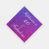 Serviette En Papier 40 Et Fabuleux Anniversaire Rose violet Parties sc (Coin)
