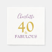 Serviette En Papier 40 et fabuleux Elégant 40e anniversaire (Devant)