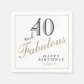 Serviette En Papier 40 et fabuleux élégant script 40e fête d'anniversa (Devant)