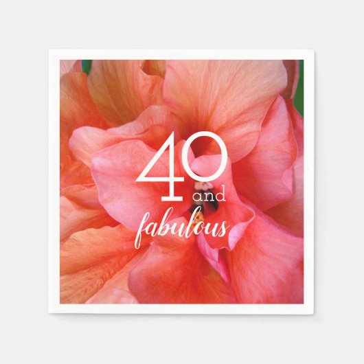 Serviette En Papier 40 et Fabuleux Fleur Photo Anniversaire (Devant)