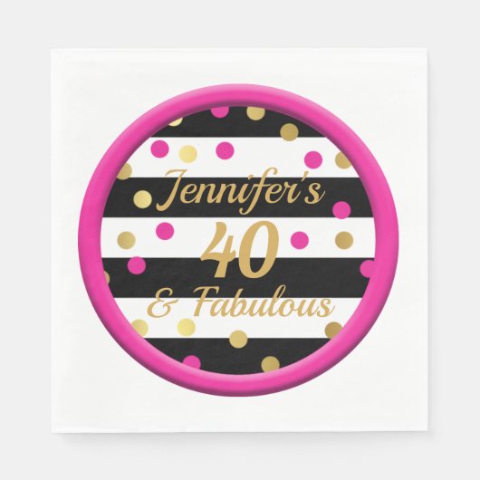 Serviette En Papier 40 et fabuleux serviettes roses chaudes d'annivers (Devant)