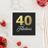 Serviette En Papier 40 et Fabulous Black and Gold fête d'anniversaire (En situation)