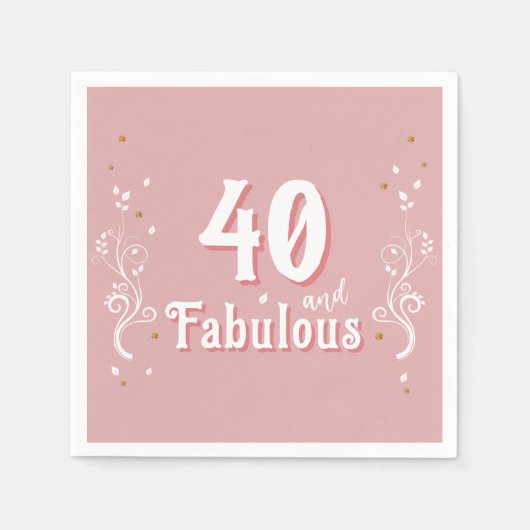 Serviette En Papier 40 et Fabulous Foliage rose 40e anniversaire (Devant)