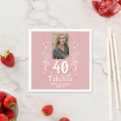 Serviette En Papier 40 et Fabulous Foliage rose photo 40e anniversaire (En situation)
