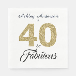 Serviette En Papier 40 et Fabulous Gold Parties scintillant 40e fête d
