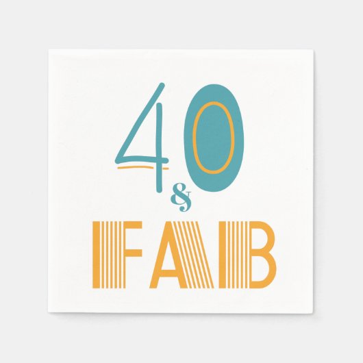 Serviette En Papier 40 & Fab Anniversaire moderne (Devant)