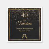 Serviette En Papier 40 fabuleuse fête d'anniversaire noir or nom (Devant)