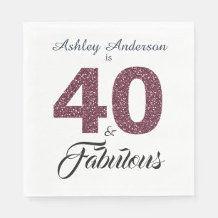 Serviette En Papier 40 Fabuleuse Parties scintillant Bourgogne 40e fêt