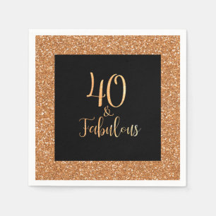 Serviette En Papier 40 & Fabuleux Anniversaire Gold Parties scintillan