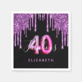 Serviette En Papier 40 Fabuleux anniversaire noir violet parties scint (Devant)