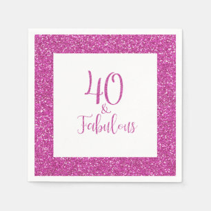 Serviette En Papier 40 & Fabuleux Anniversaire Parties scintillant ros