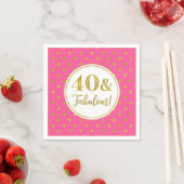Serviette En Papier 40 & Fabuleux Anniversaire Rose Blanc Or (En situation)