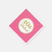 Serviette En Papier 40 & Fabuleux Anniversaire Rose Blanc Or (Coin)