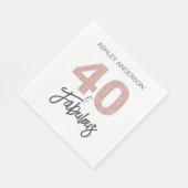 Serviette En Papier 40 Fabuleux Blush Parties scintillant rose 40e fêt (Coin)
