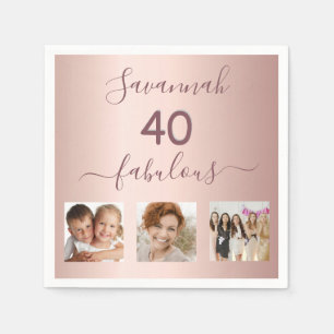 Serviette En Papier 40 fabuleux blush rose or photo fête d'anniversair