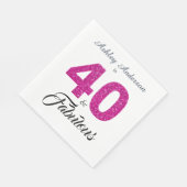 Serviette En Papier 40 Fabuleux Hot Pink Parties scintillant 40e fête (Coin)