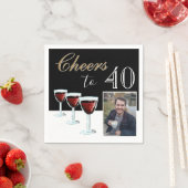 Serviette En Papier 40 Red Wine Glass Photo 40th Birthday (En situation)