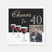 Serviette En Papier 40 Red Wine Glass Photo 40th Birthday (Devant)