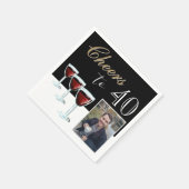 Serviette En Papier 40 Red Wine Glass Photo 40th Birthday (Coin)