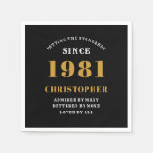 Serviette En Papier 40e anniversaire 1981 Black Gold pour lui personna (Devant)