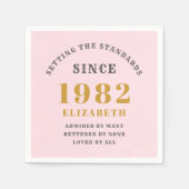 Serviette En Papier 40e anniversaire 1982 Elégant Gold Rose Grey (Devant)