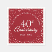 Serviette En Papier 40e Anniversaire Amour Coeurs Confetti (Devant)