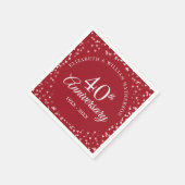 Serviette En Papier 40e Anniversaire Amour Coeurs Confetti (Coin)