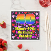 Serviette En Papier 40e anniversaire : Amour Hearts Motif, Arc en ciel (En situation)