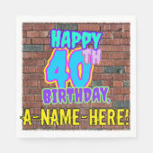 Serviette En Papier 40e anniversaire ~ Amusant, Graffiti urbain inspir (Devant)
