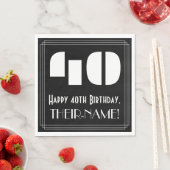 Serviette En Papier 40e anniversaire : Art Déco Inspiré Look "40" + No (En situation)
