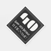 Serviette En Papier 40e anniversaire : Art Déco Inspiré Look "40" + No (Coin)