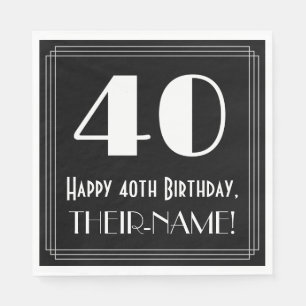 Serviette En Papier 40e anniversaire ~ Art Déco Inspiré Look "40", Nom