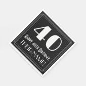 Serviette En Papier 40e anniversaire ~ Art Déco Inspiré Look "40", Nom (Coin)