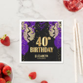 Serviette En Papier 40e anniversaire - Ballons pourpres (En situation)