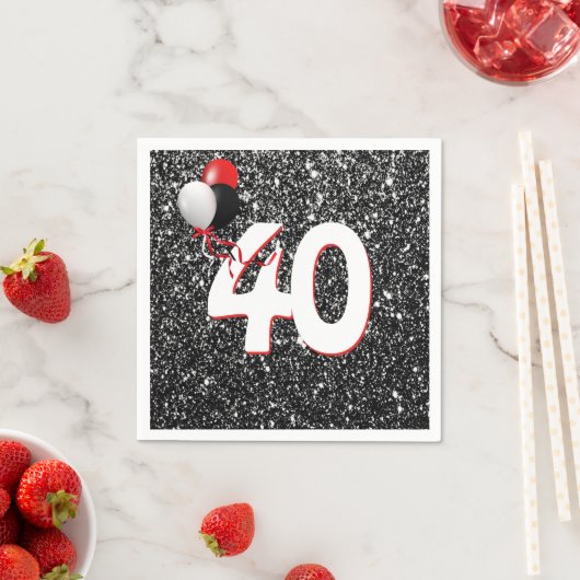 Serviette En Papier 40e anniversaire Ballons sur Parties scintillant n (En situation)