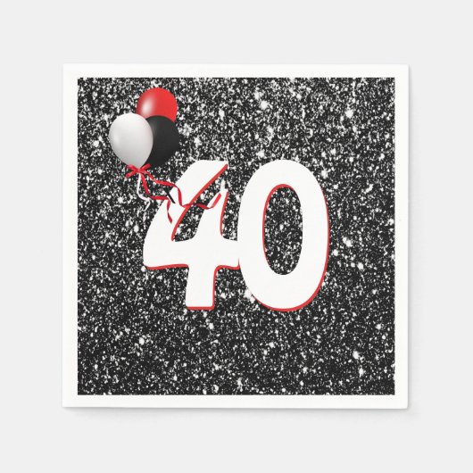 Serviette En Papier 40e anniversaire Ballons sur Parties scintillant n (Devant)