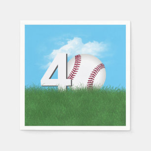Serviette En Papier 40e Anniversaire Baseball En Herbe Verte