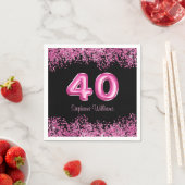 Serviette En Papier 40e anniversaire Black Pink Balloons Parties scint (En situation)