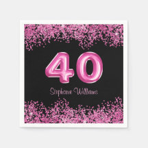 40e anniversaire Black Pink Balloons Parties scint