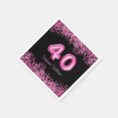 Serviette En Papier 40e anniversaire Black Pink Balloons Parties scint (Coin)