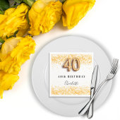 Serviette En Papier 40e anniversaire blanc confetti nom