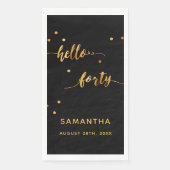 Serviette En Papier 40e anniversaire bonjour quarante noir nom or (Devant)