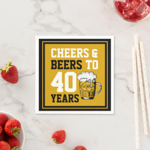Serviette En Papier 40e anniversaire Cheers & Bières à 40 ans
