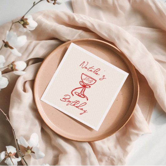 Serviette En Papier 40e Anniversaire de Champagne Bow à la main tirée 