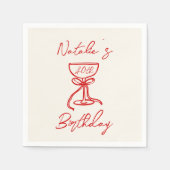 Serviette En Papier 40e Anniversaire de Champagne Bow à la main tirée  (Devant)