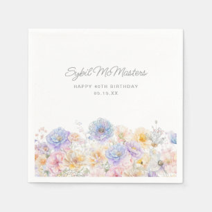 Serviette En Papier 40e anniversaire de fête aquarelle Floral Custom