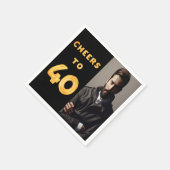 Serviette En Papier 40e anniversaire de fête photo or applaudissements (Coin)