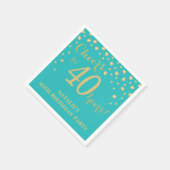 Serviette En Papier 40e anniversaire de fête Turquoise et diamants d'o (Coin)