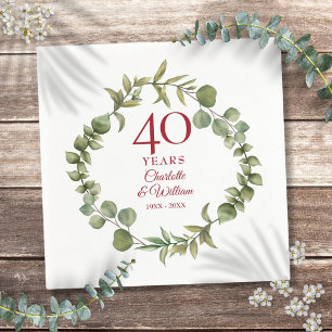 Serviette En Papier 40e anniversaire de la Mariage de Ruby Verdure mod