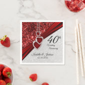 Serviette En Papier 40e anniversaire de la Parties scintillant rouge e (En situation)